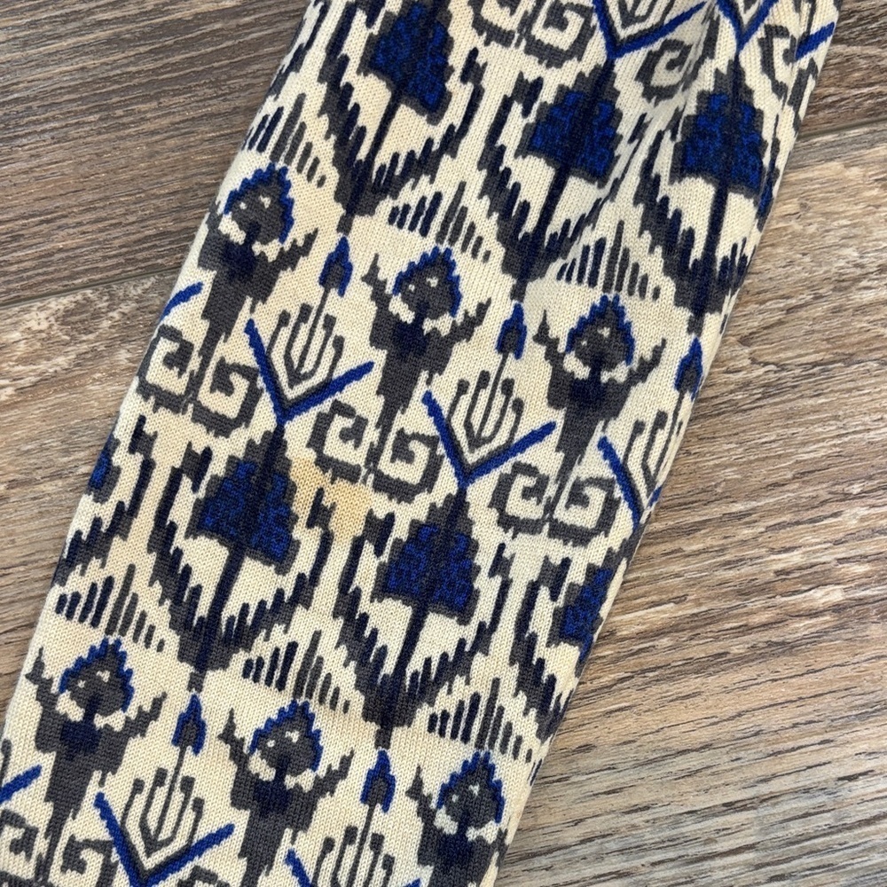 Vintage Goldworm Virgin Merino Wool Blue and Cream Patterned Dress Made In Italy - Picture 15 of 15